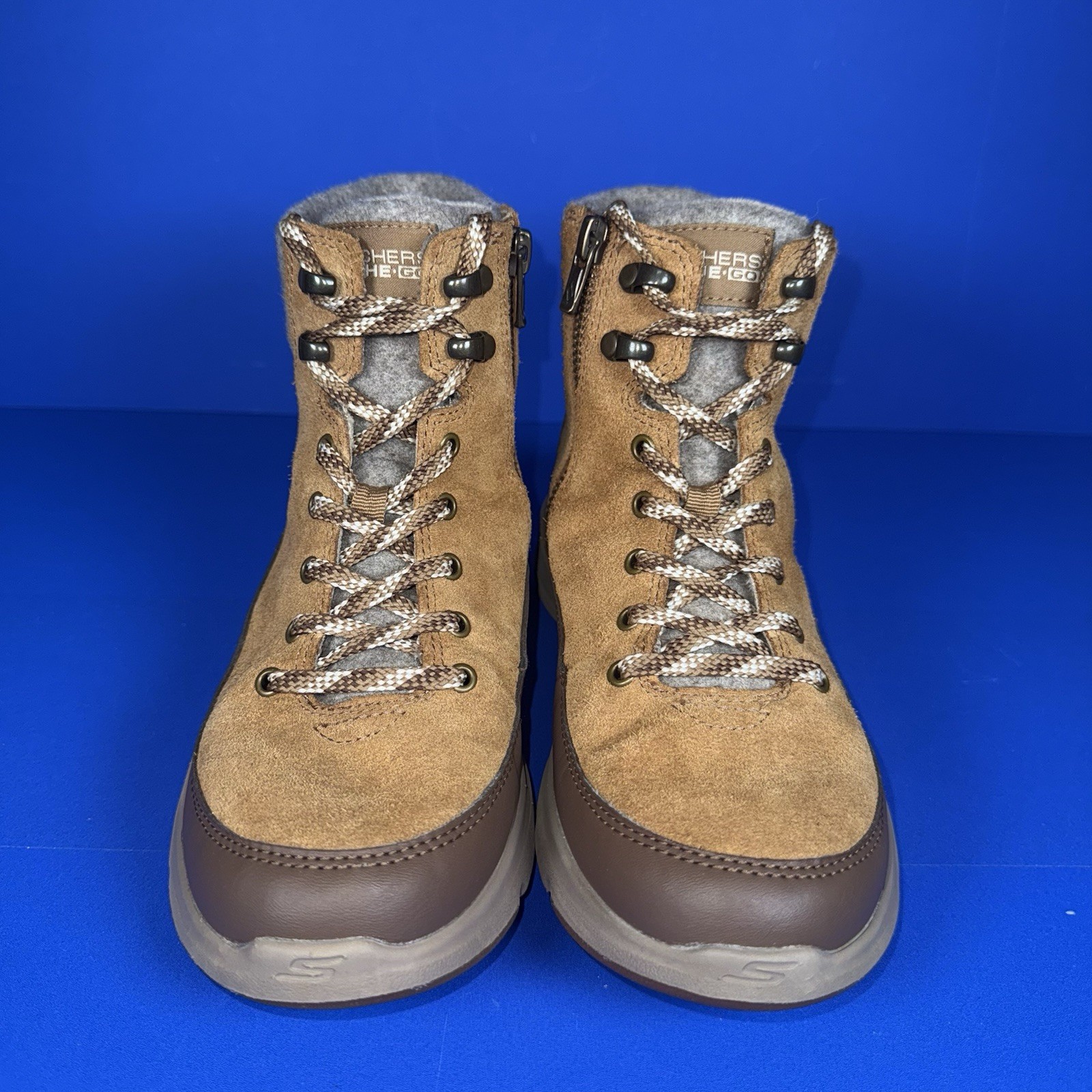 Skechers On The Go Ultra Glacial Woodland Women Boots 6 Brown Suede Winter Shoes