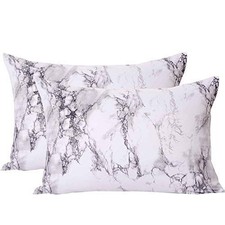 Nanko Marble Pillow Case/Pillow Shams Queen Set of 2, Microfiber Pillow Cases...