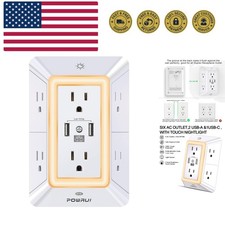 Multi Plug 6 Outlet Surge Protector Extender with 3 USB Ports 1 USB C and Nig...
