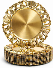 13in Charger Plates Set of 12- Antique Gold Chargers for Dinner Plates- Round Pl