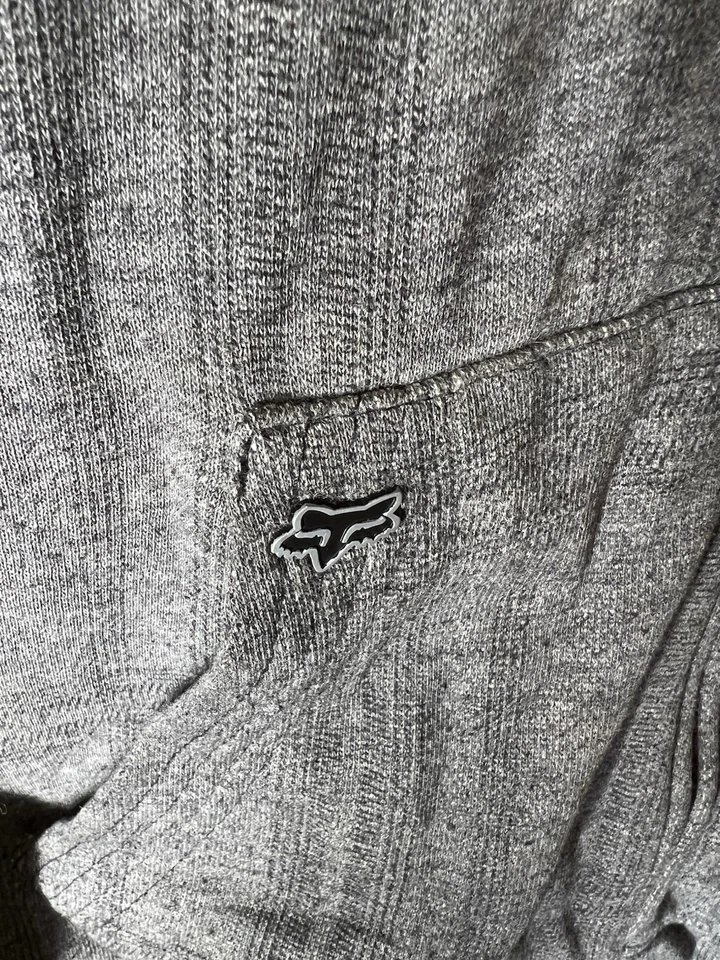 Talla L Gris Fox Racing Chaqueta con Cremallera con Forro de Piel Negro ¡En Excelente Estado! Foto 4 de 4