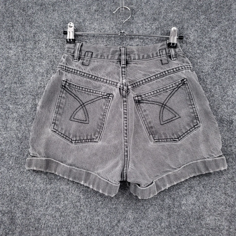 Pantalones Cortos Guess Georges Marciano Para Mujer 6P Gris Pequeño Tiro Alto Puños Cremallera Mosca Denim Foto 2 de 4