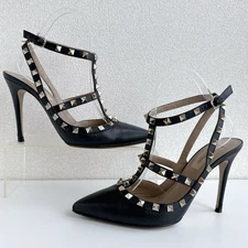 Valentino Garavani Rockstud Heel Sandals Women EU:37.5 Black Leather