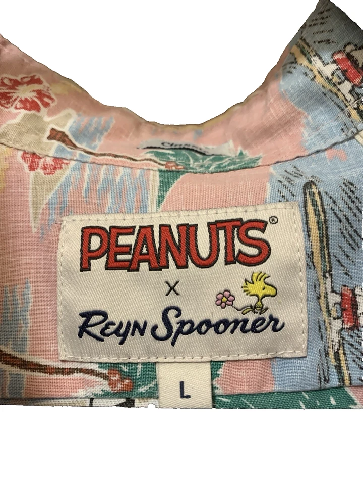 Reyn Spooner Peanuts Surfin’ Snoopy Classic Fit Popover Hawaiian Shirt L - Image 2 of 4