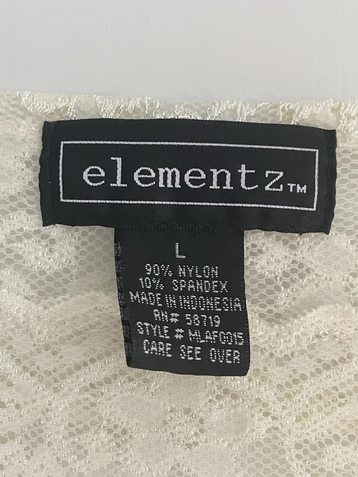 Elementz Babydoll Y2K Lace Top Large Ivory Stretch Coquette Fairycore Romantic - Image 3 of 4