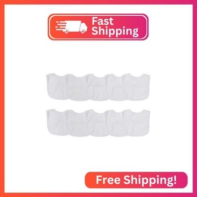 Neat Solutions 2-Ply Knit Terry Solid Color Feeder Bibs in White - 10 Count(Pack