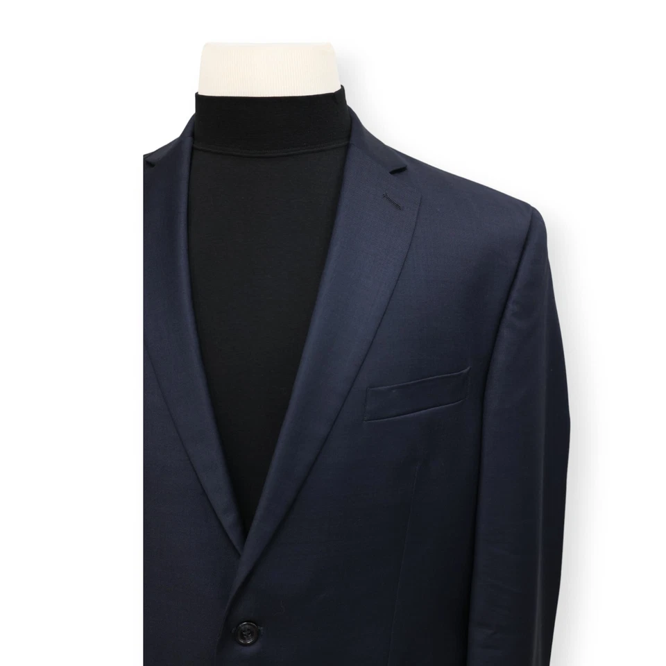 CALVIN KLEIN Hombre Azul Sólido 100% LANA Abrigo Deportivo Traje Chaqueta Blazer 44 L Foto 3 de 4