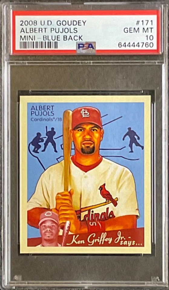 Pop 5 PSA 10 2008 Goudey Albert Pujols Blue 2nd MVP UD Mini Ken Griffey Jr Says - Image 2 of 3