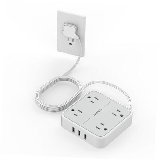Surge Protector Power Strip,  10 FT Extension Cord with 3 USB A Wall Charger,