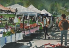 Farmers Market Afternoon : Signed LE Print  California Street Scene Sandra Stone