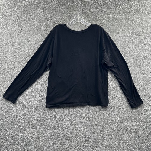 Time and Tru Women Top Extra Large 16/18 Black 100% Pima Cotton Pullover Shirt - Picture 2 of 8