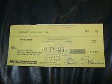 David Niven Signed Autographed Cancelled Check 2