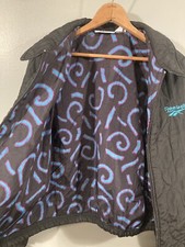 Vintage Reebok Women's Large Nylon Puffy Jacket Neon Lining 80s 90s