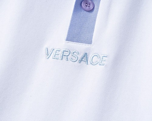 2025SS Versace Men's short sleeved shirt polos Medusa Palace white&blue Size L - Imagen 5 de 9