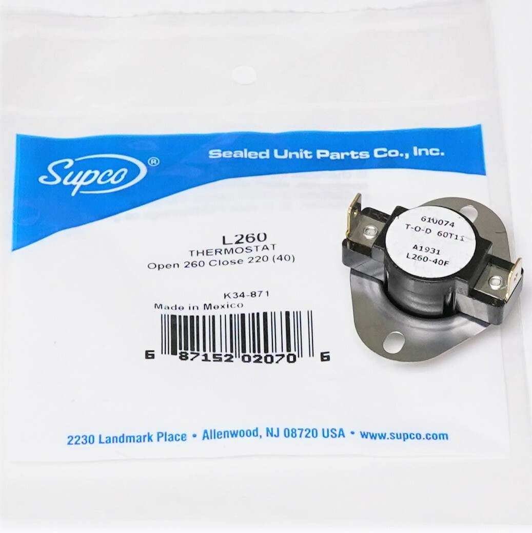 Supco L260-40 Heater Limit Thermostat Thermodisc Open On Rise | eBay