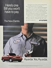 Hyundai Elantra Sedan Warranty and Scheduled Maintenance Vintage Print Ad 1991