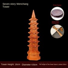 Peach Wood Ornaments of Wenchang Tower Wooden Carved Tabletop Study Decoration