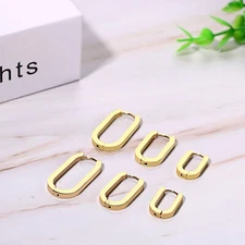 3 Pairs 18K Gold Plated Women Chunky Minimalist Geometric Square Hoop Earrings
