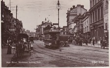 GB Maidstone 1916 PPC to Colwyn Bay Busy Street Scens With Tram & Carts