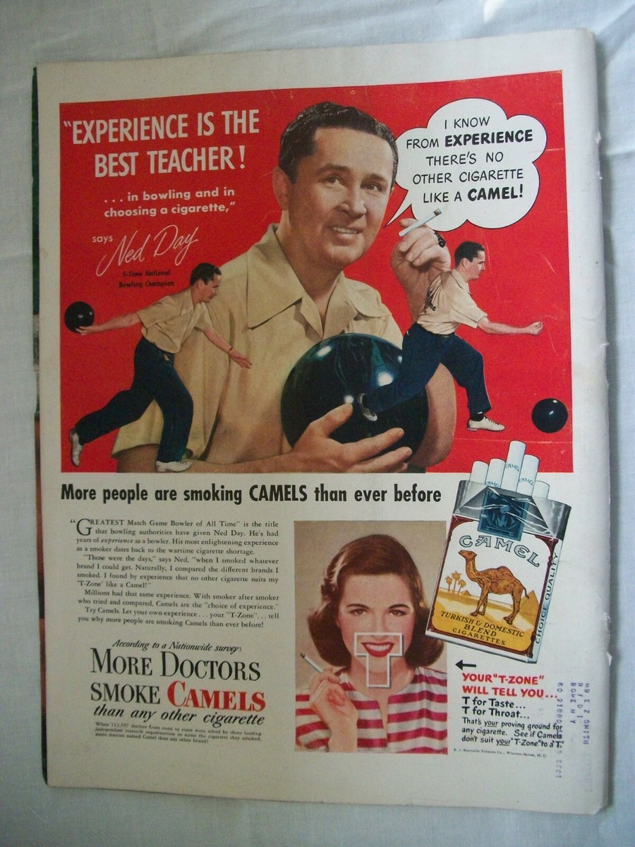 why are camel cigarettes the best VTG 1947 Orig Magazine Ad Camel Cigarettes Experience Is The Best Teacher  Bowler