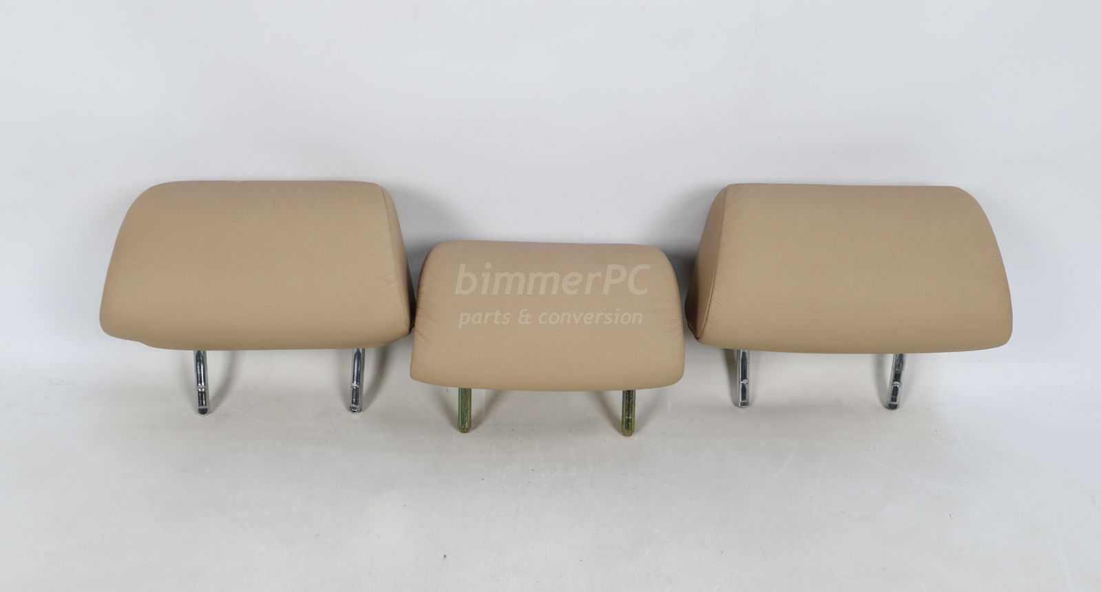 BMW E39 5Series Tan Leather Rear Seat Headrests Set Sand Beige 1997