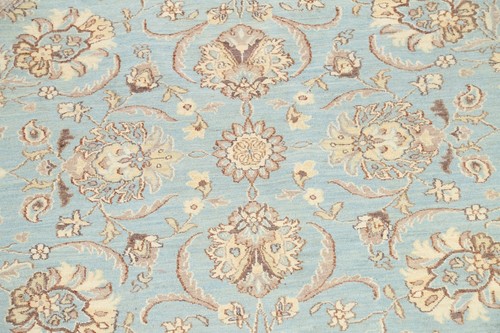 Vegetable Dye Oushak-Chobi Oriental Area Rug Round Hand-knotted Light Blue 8'x8' - Picture 4 of 12
