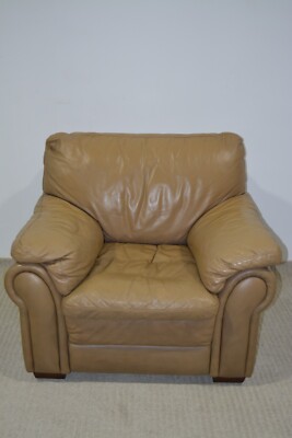 Ethan Allen Leather Brady Chair Ottoman Top Grain Lounge Chair #79