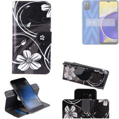 Für HTC Wildfire E2 Play 360° Schutz Hülle Wallet Case Design Blumen