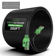 200FT Cat6 Outdoor Ethernet Cable In-Ground Heavy Duty Direct Burial 24AWG CCA