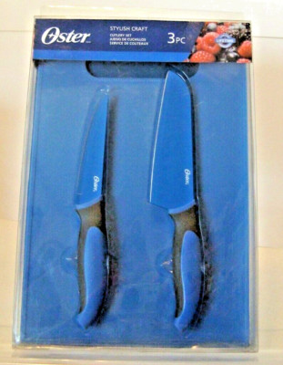 Oster Stylish Craft 3pc Cutlery Set Blue Soft Grip Handles- NEW!!!-c12