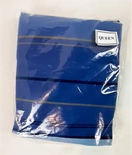 Mainstays Queen Size Bed Skirt Blue with Stripes 60" x 81" Pakistan NEW  822