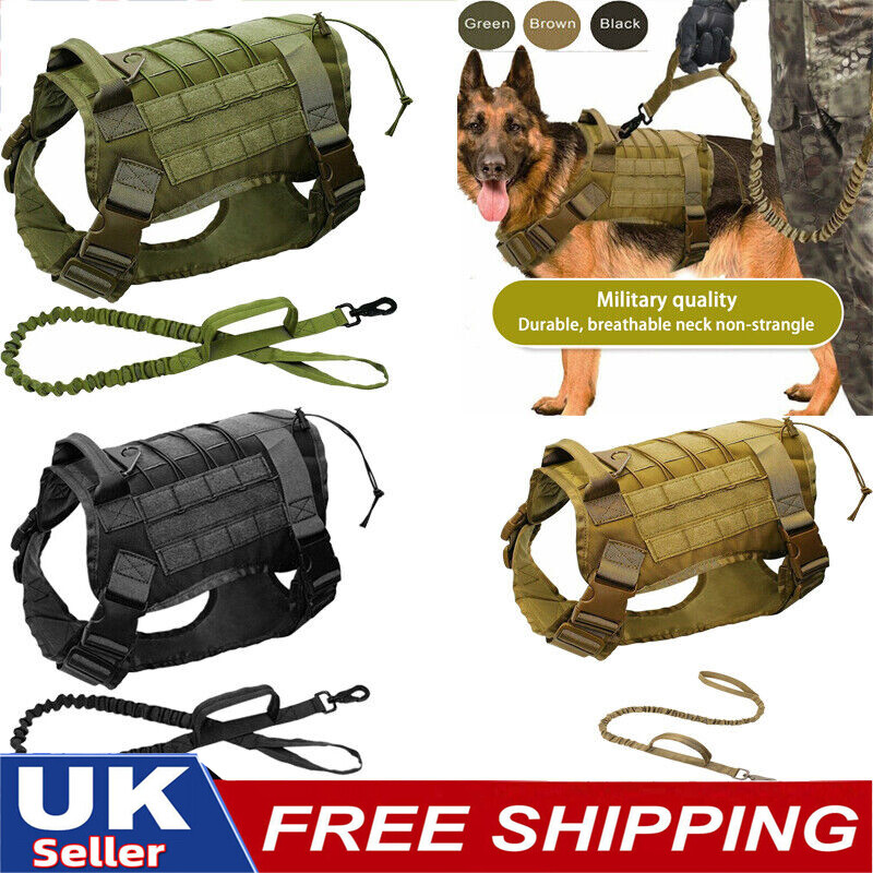 Tactical Dog Harness with Handle Nopull Large Military Dog Vest UK