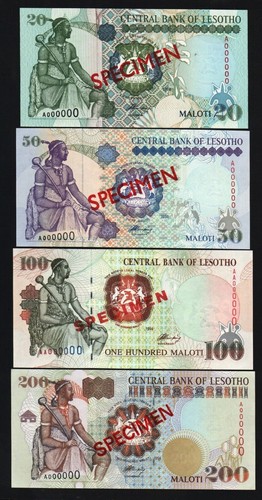 Lesotho 20 50 100 200 Maloti P-16 17 18 20 1994 RARE Specimen Set UNC ...
