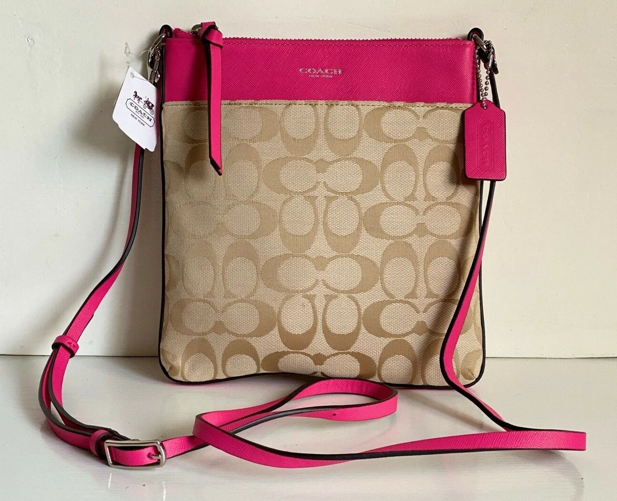 NEW! COACH LEGACY SIGNATURE SWINGPACK CROSSBODY SLING BAG KHAKI PINK RUBY  $138 eBay