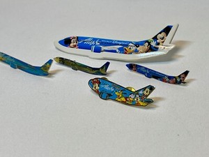 Alaska Airlines Disney Liveries Pin Collection - Original Four and Bonus Vintage