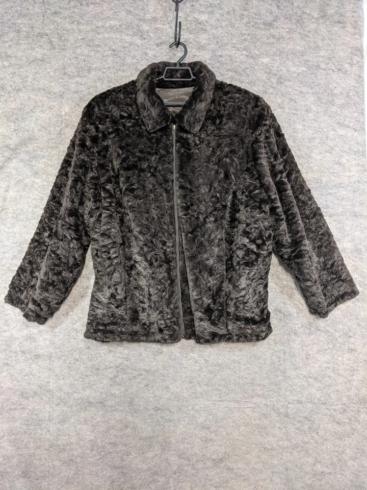 Abrigo Venezia Reversible Mujer 26W 28W Marrón Imitación Piel y Cuero Bolsillos con Cremallera Completa Foto 2 de 4