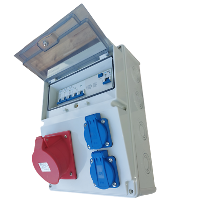 RoadEU Stromverteiler 230V – 4x Schuko Mit FI & LS 16A, IP54, Wasserdicht Für Außen & Innen RoadEU Stromverteiler 230V – 4x Schuko Mit FI & LS 16A, IP54, Wasserdicht Für Außen & Innen