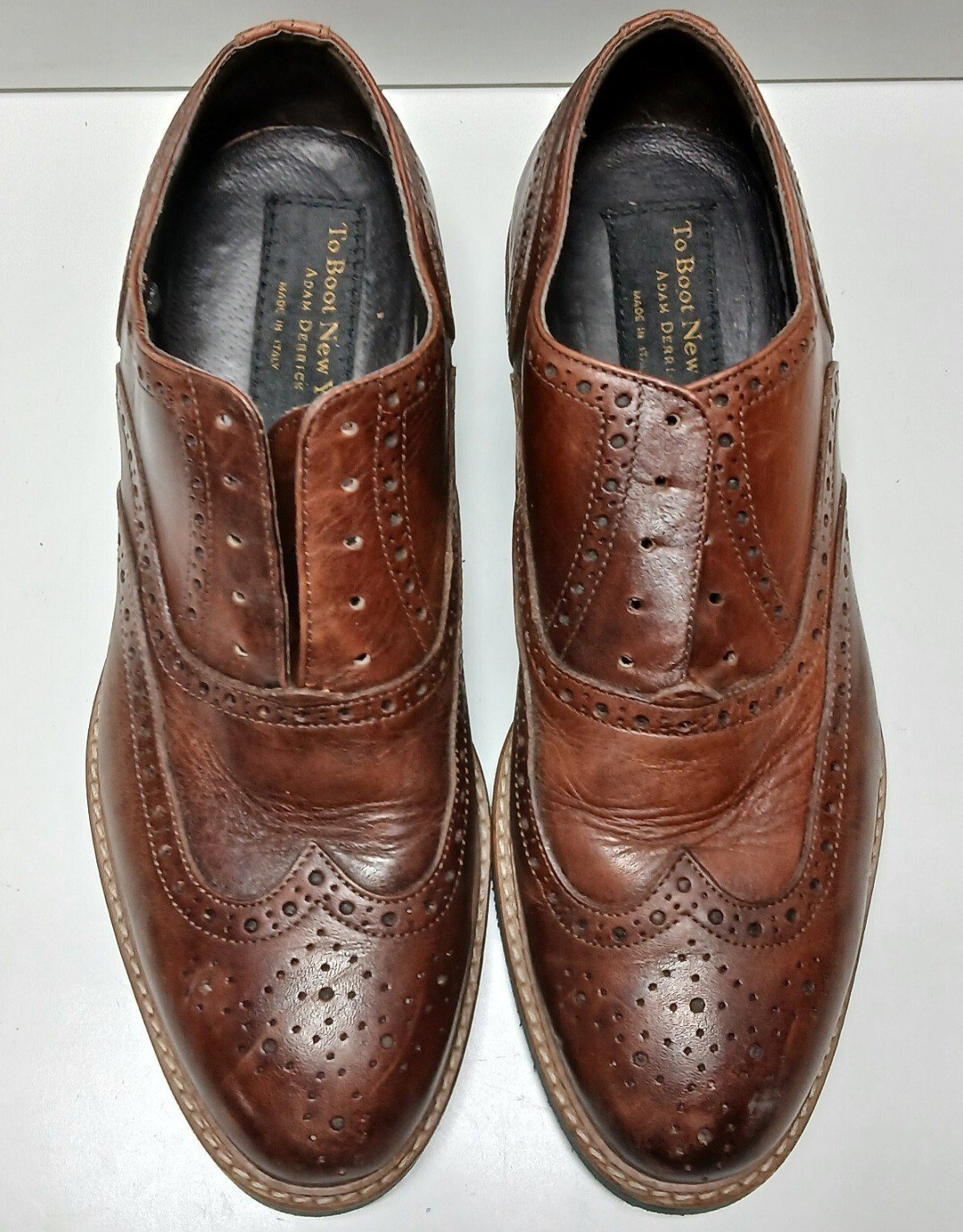 SAOLA Scarpe eleganti derby To Boot New York Adam Derrick da uomo taglia 9 marrone scamosciato punta liscia