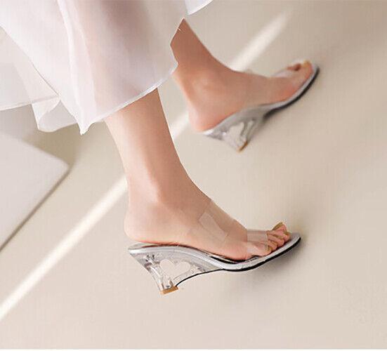 PANTOFOLA D’ORO Sandali donna zeppa tacco mules trasparenti slingback ciabatte scarpe décolleté