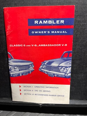 ORIGINAL VINTAGE OWNERS MANUAL 1961 RAMBLER CLASSIC 6 AMBASSADOR V-8
