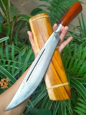 Handmade Hunting Machete Thai E-Nep knife 11.3” forged engraved, Rosewood&Teak