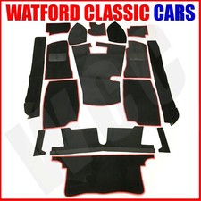 MGB ROADSTER CARPET SET 1968 onwards  - Black with Red piping