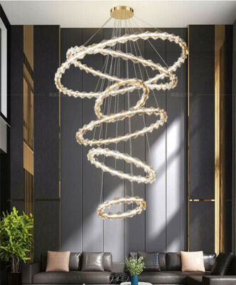 Top Luxury LED clear Crystal Ceiling Light Living room Villa Stairs  chandelier