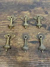 Vintage Thomasville Dresser Drawer Pull Set Of 6 Brass Teardrop Clover Knob N953