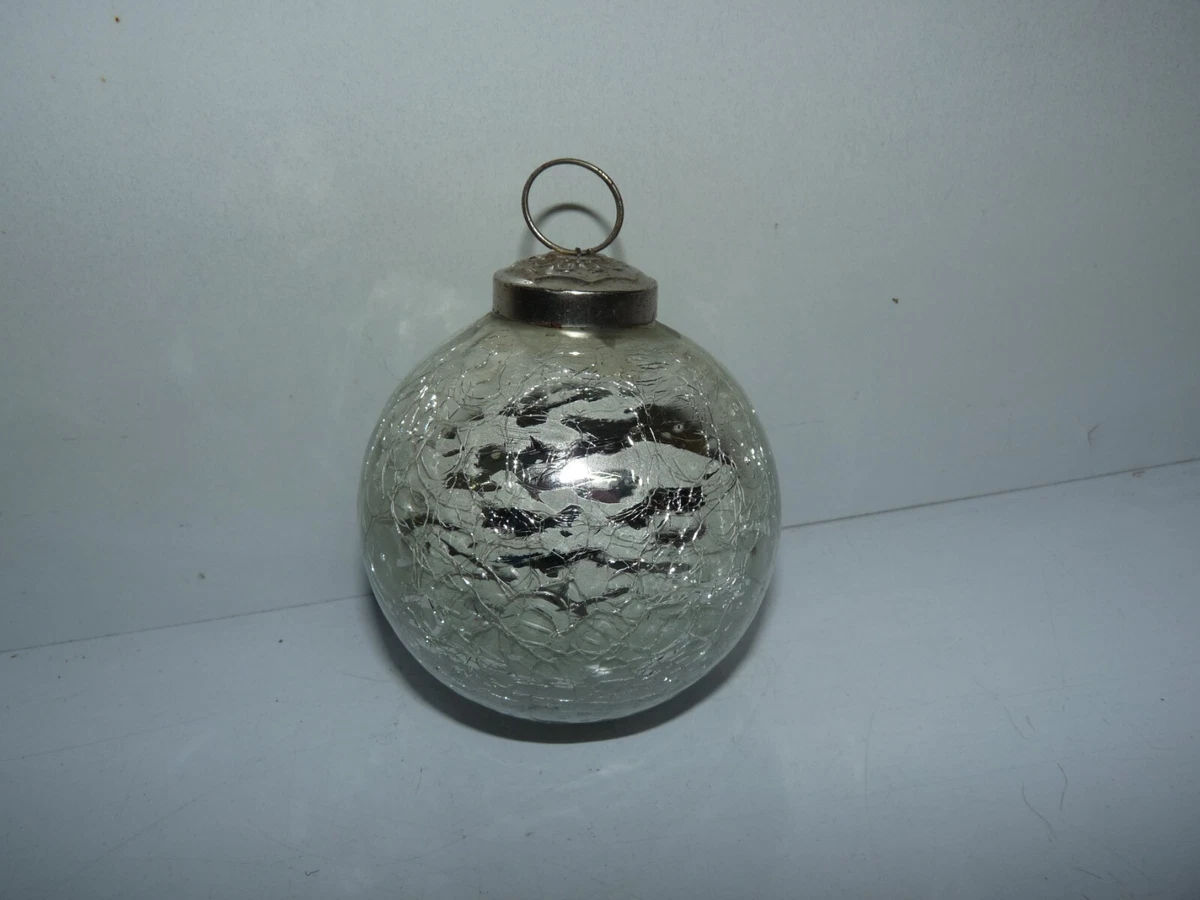 Ancienne Boule De Noël En Verre églomisé Mercurisé - Diamètre 8 Cm - Vintage