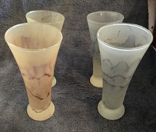 Set of Four Handblown Frosted Glass Flower Vases OOAK