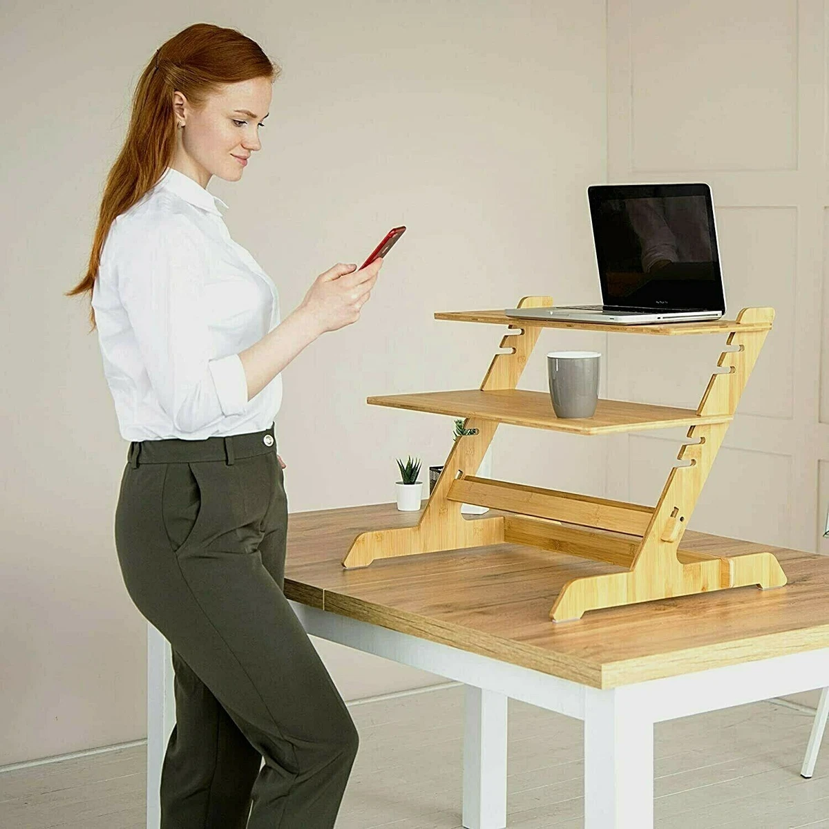 Bamboo standing 2024 desk converter