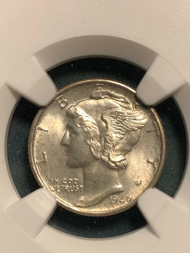1940 10 CENTS MERCURY DIME NGC MS66FB ALL ORIGINAL TONING, BLISTERING LUSTER!