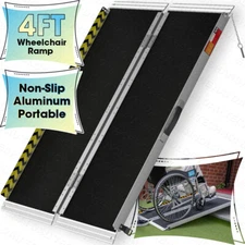 4ft Folding Aluminum Wheelchair Ramp Portable Mobility Scooter Non-Slip 600LBS