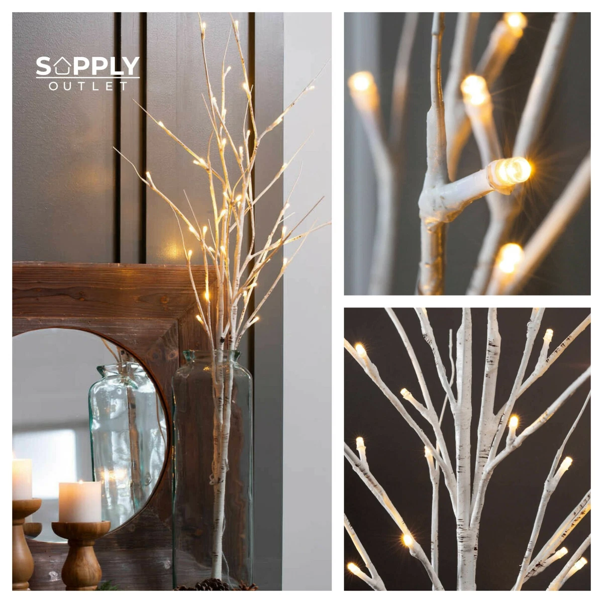 Evergreen 2 Pack Twig Birch Table Tree Light Up Branch Warm White